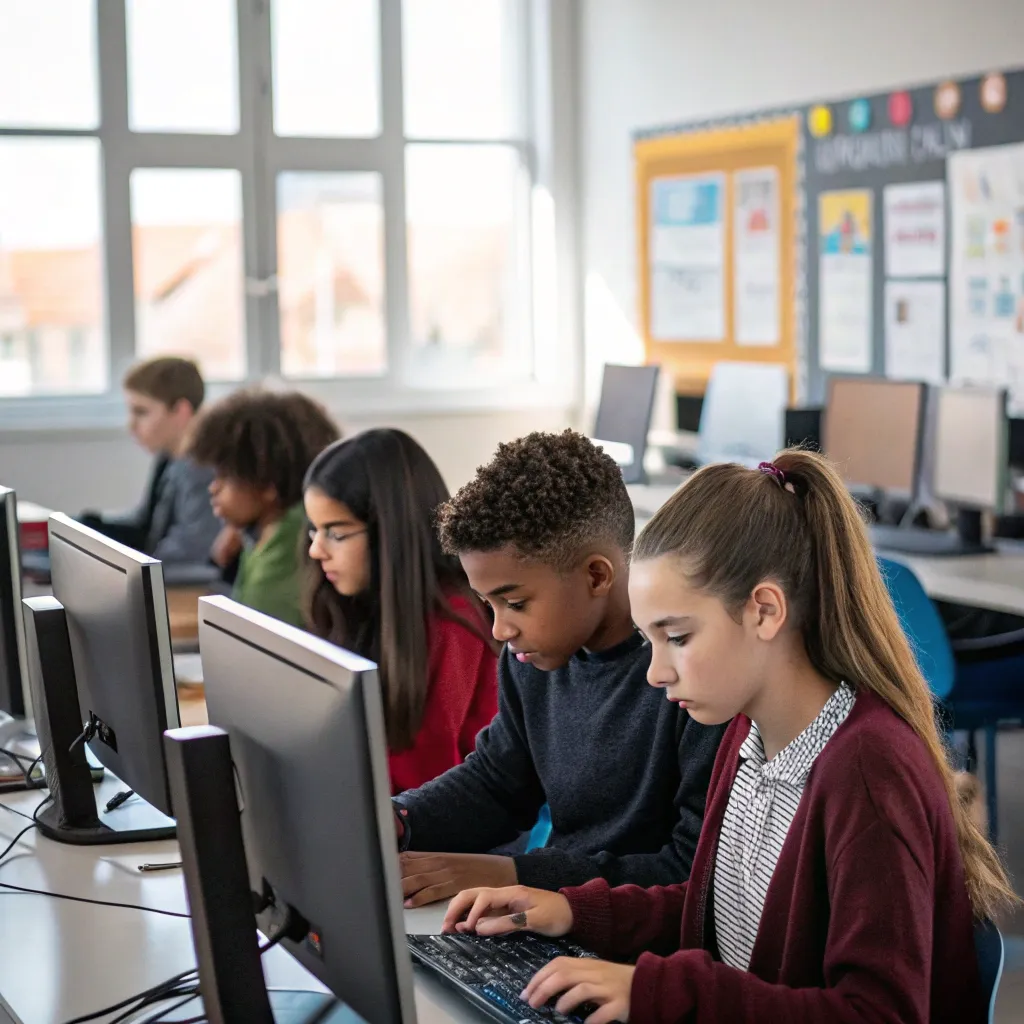Group of students working on computers
